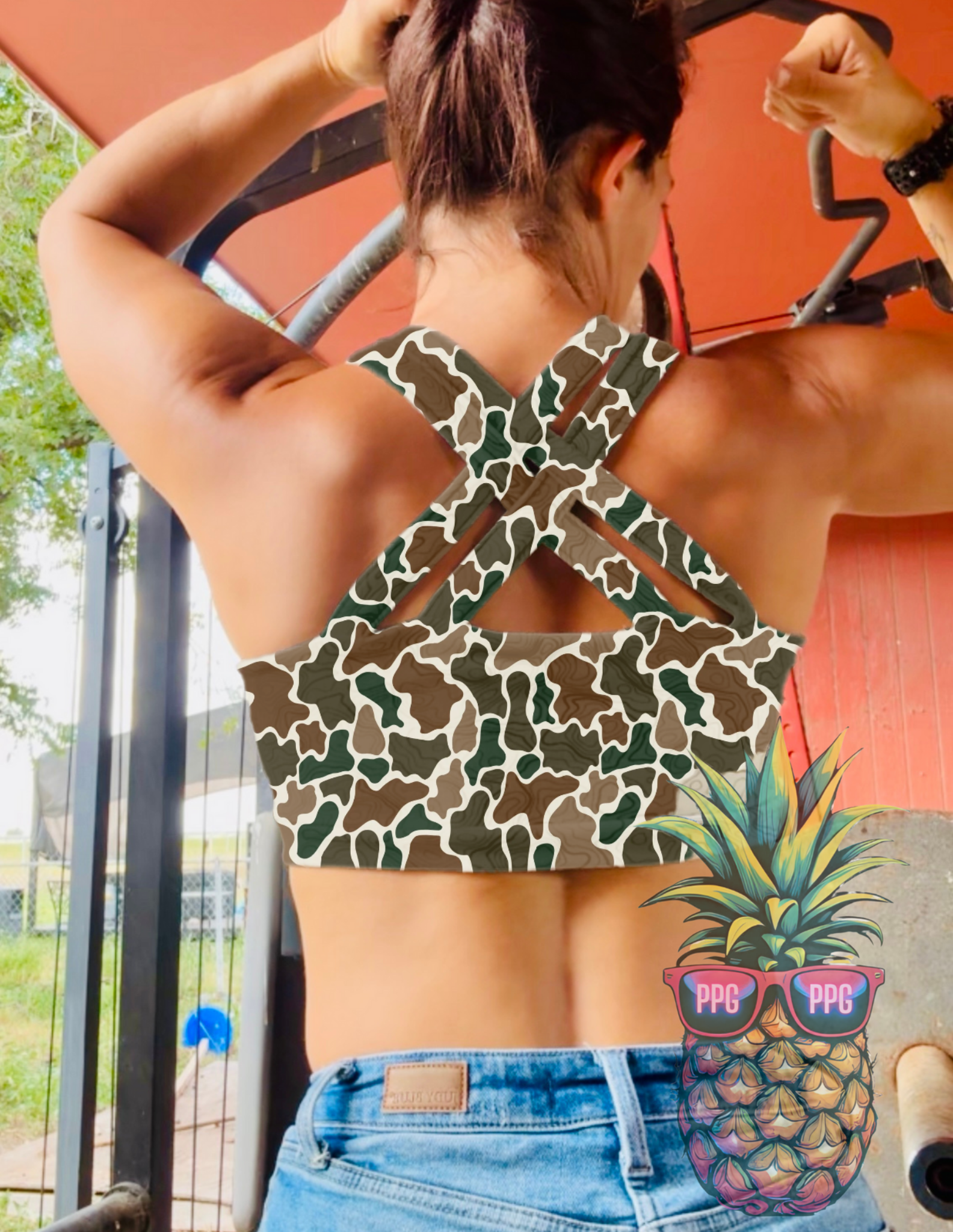 Bralette criss cross back Duck Camo
