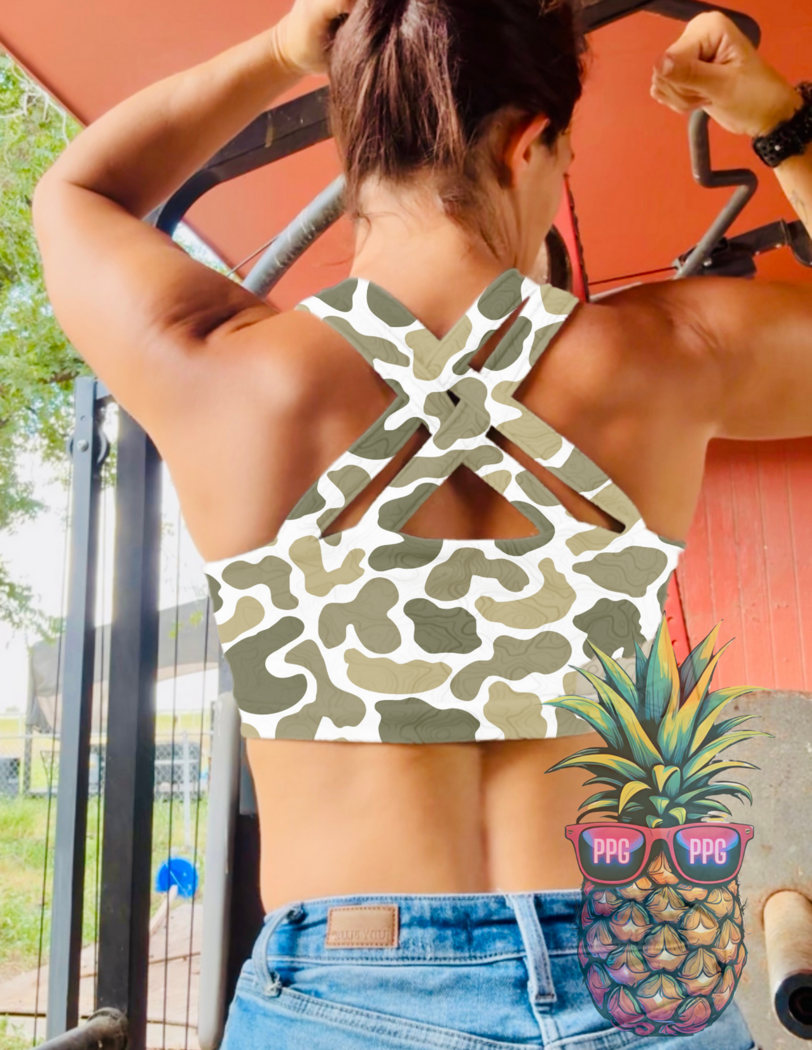 Bralette criss cross back Duck Camo